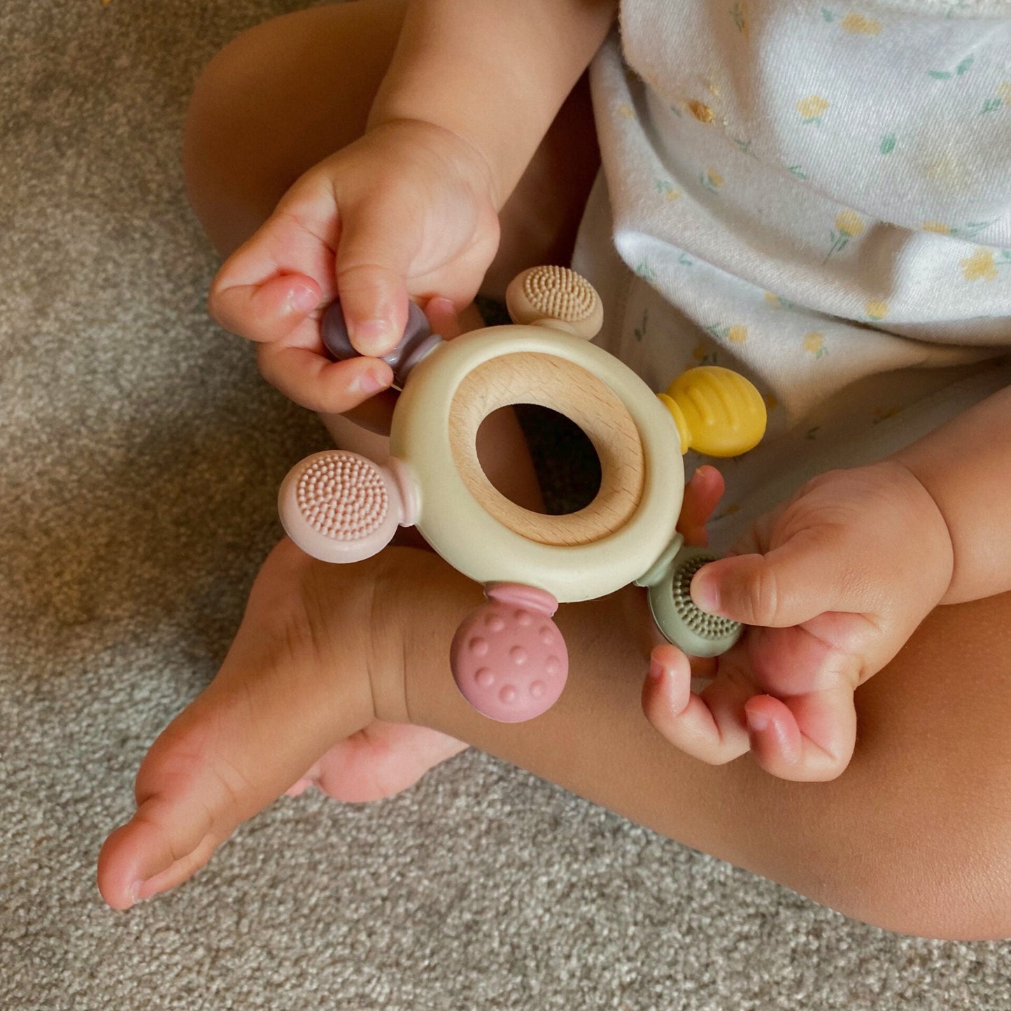 Textured Teether With Removable Wooden Ring