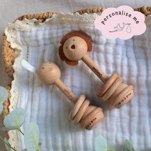 Wooden Animal Rattle Toy