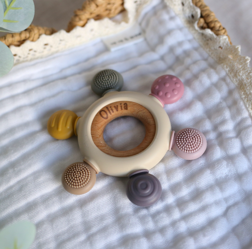 Textured Teether With Removable Wooden Ring